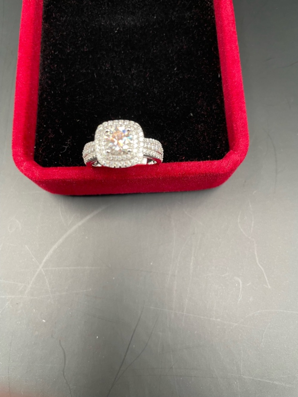 Sterling Silver Cushion Halo Ring - Clear/Silver